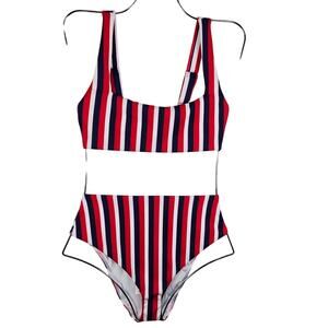 Show Me Your MuMu Ribbed Red/White/Blue Hot Tub/Sail Bottom Women's Bikini S NWT